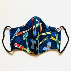 NEW Handmade Navy Blue Chopstick Print Face Mask